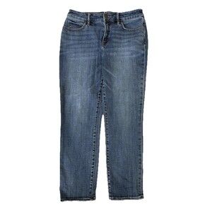 Chico's So Slimming Jeans Women's .5 (6) Girlfriend Slim Leg Crop Blue Denim